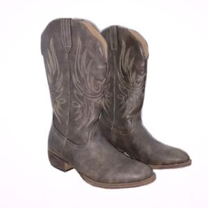 Silver Canyon Women’s 7.5 Cowboy Rodeo Boots Brown Faux Vegan Leather Man Made